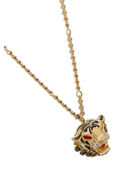 silver gucci necklace women|Gucci tiger head necklace.